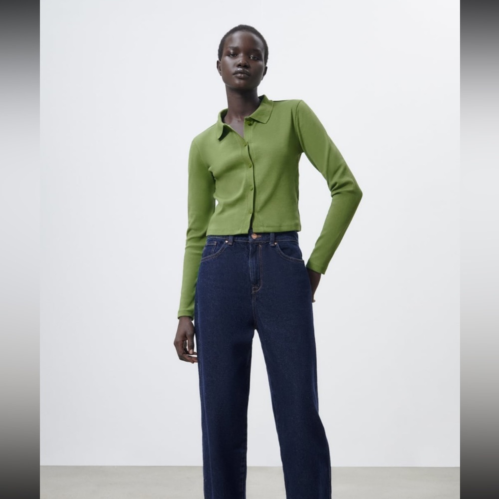 Zara ribbed polo top